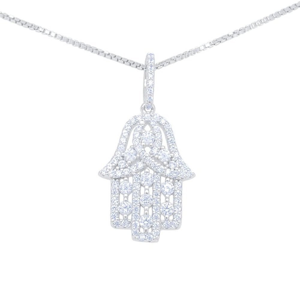 925 Sterling Silver Hamsa Necklace - Evil Eye